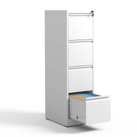 4 Drawer Metal Vertical File Cabinet with Lock Office Home Steel Vertical File Cabinet for A4 Legal/Letter Size (Color: White)