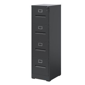 4 Drawer File Cabinet with Lock Metal Vertical File Cabinet Office Home, A4 Legal/Letter Size Narrow File Cabinet Locked,Assembly Required (Color: Black)
