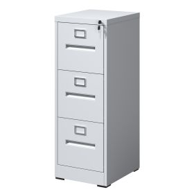 3 Drawer File Cabinet with Lock Metal Vertical File Cabinet Office Home, A4 Legal/Letter Size Narrow File Cabinet Locked,Assembly Required (Color: White)