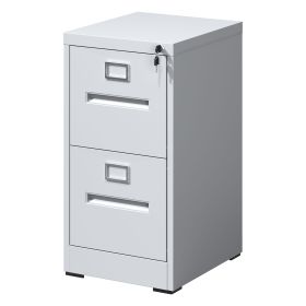 2 Drawer File Cabinet with Lock Metal Vertical File Cabinet Office Home, A4 Legal/Letter Size Narrow File Cabinet Locked,Assembly Required (Color: White)